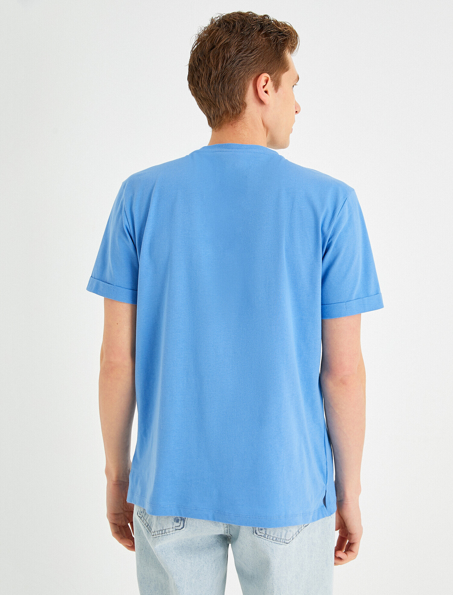   Basic Uzun Tişört Bisiklet Yaka