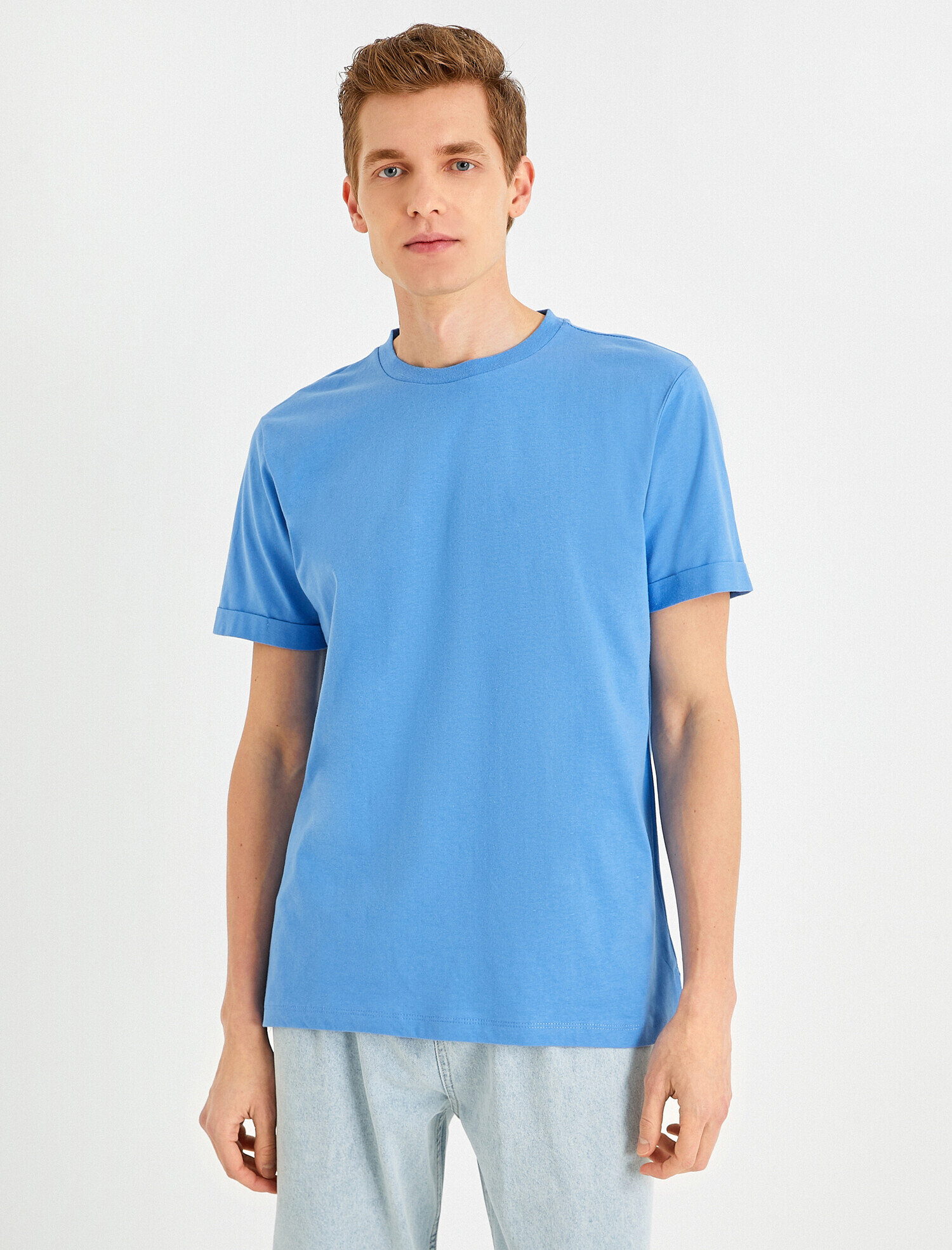   Basic Uzun Tişört Bisiklet Yaka