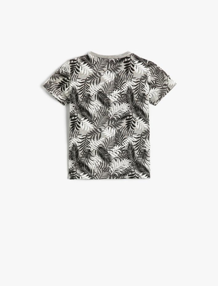 Erkek Bebek Çiçek Baskılı Tişört Bisiklet Yaka