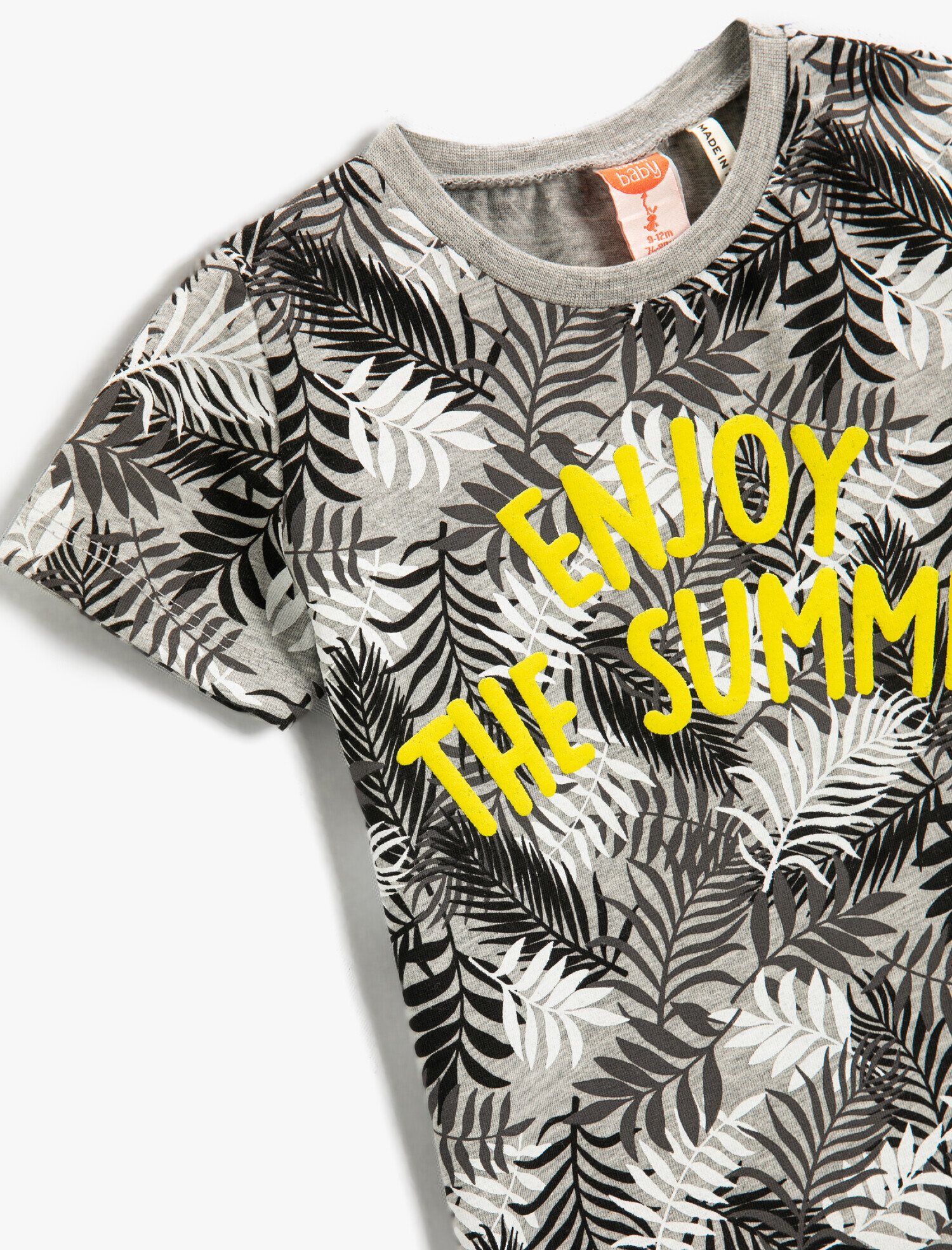  Erkek Bebek Çiçek Baskılı Tişört Bisiklet Yaka