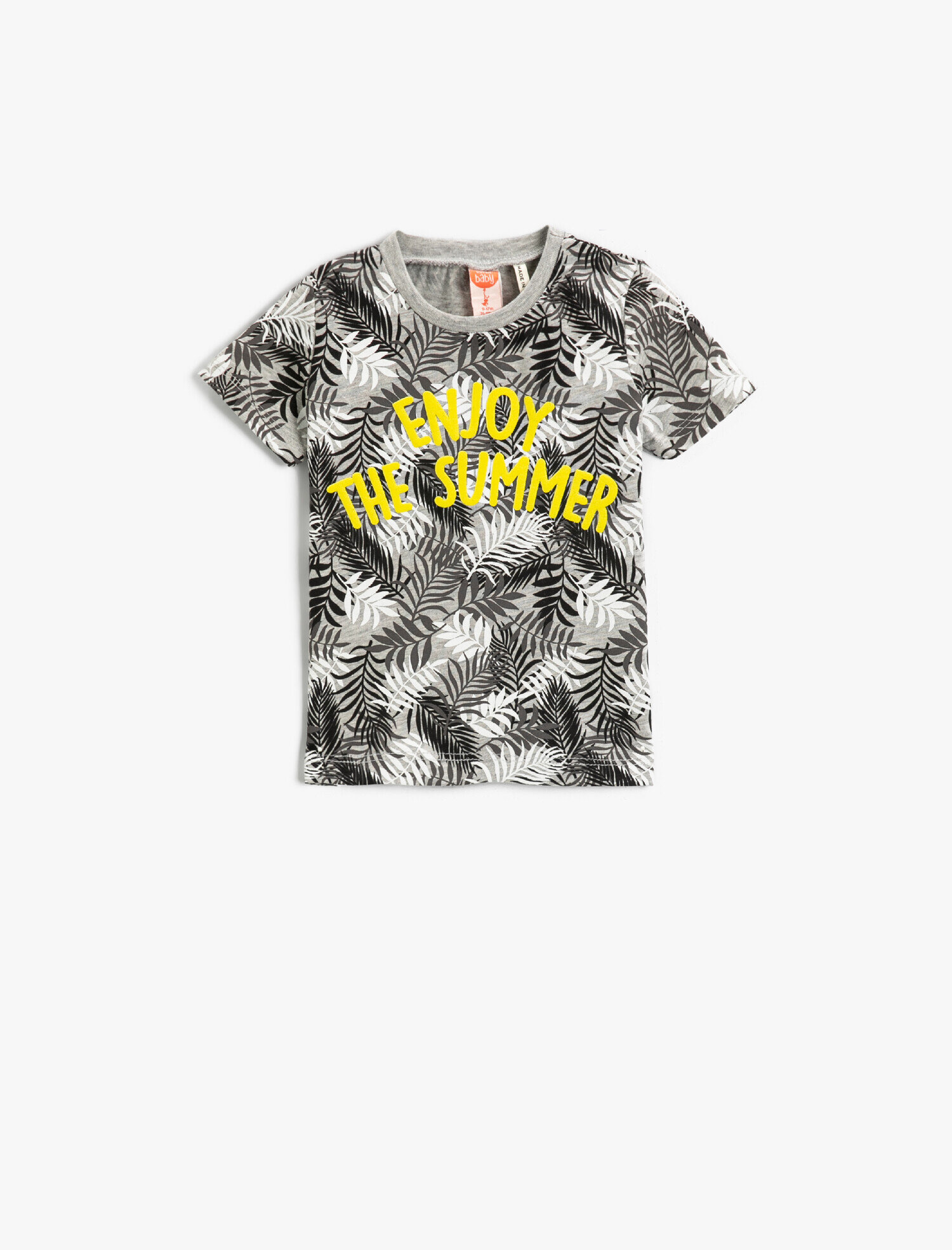  Erkek Bebek Çiçek Baskılı Tişört Bisiklet Yaka