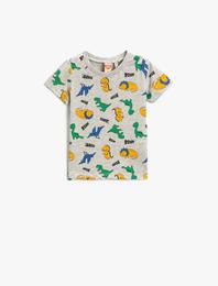 Dinozor Baskılı Tişört Kısa Kollu