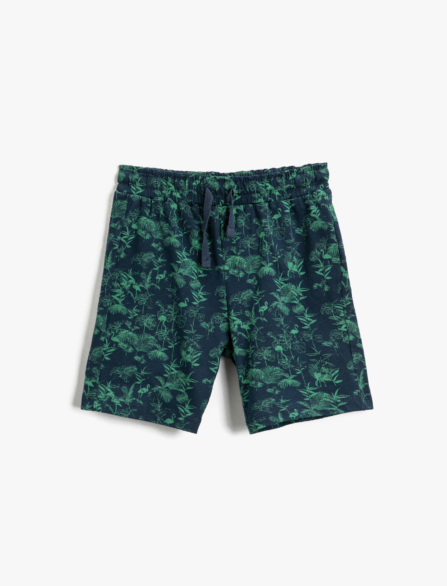  Erkek Çocuk Çiçek Baskılı Şort Beli Lastikli Cepli Diz Üstü Pamuklu