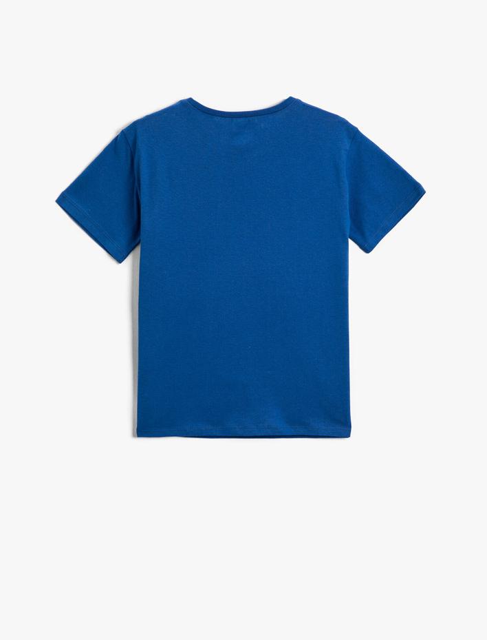 Erkek Çocuk Balina Pul Payetli Kısa Kollu Bisiklet Yaka Tişört Pamuklu