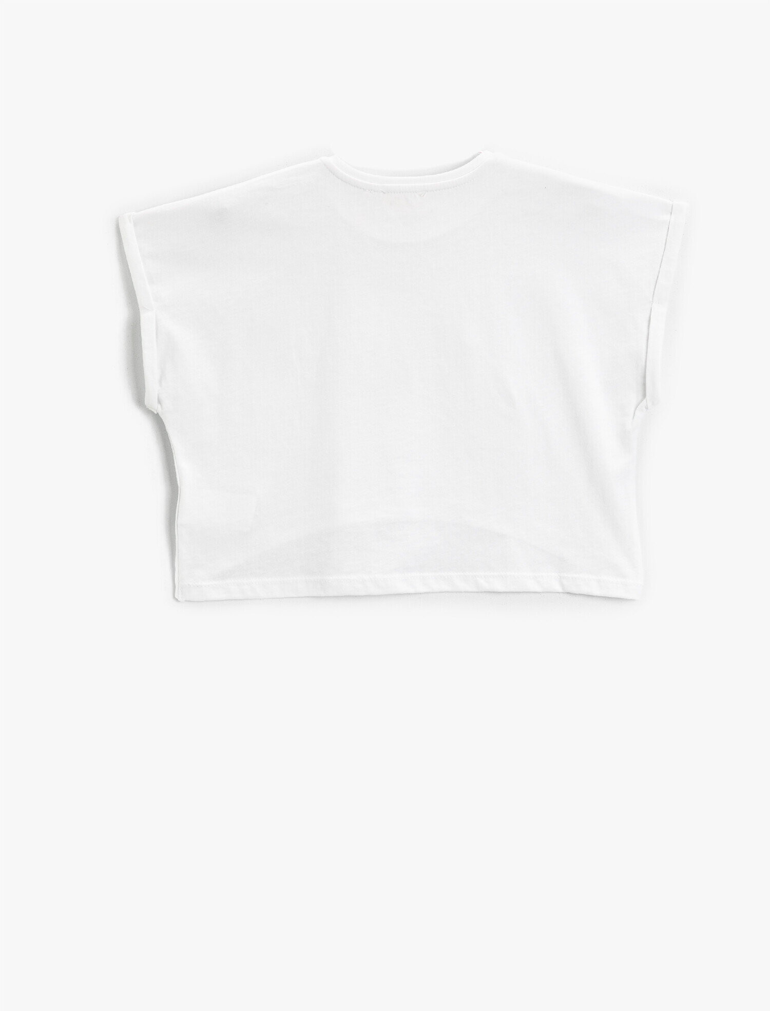  Kız Çocuk Pul Payetli Crop Kolsuz Bisiklet Yaka Tişört Pamuklu