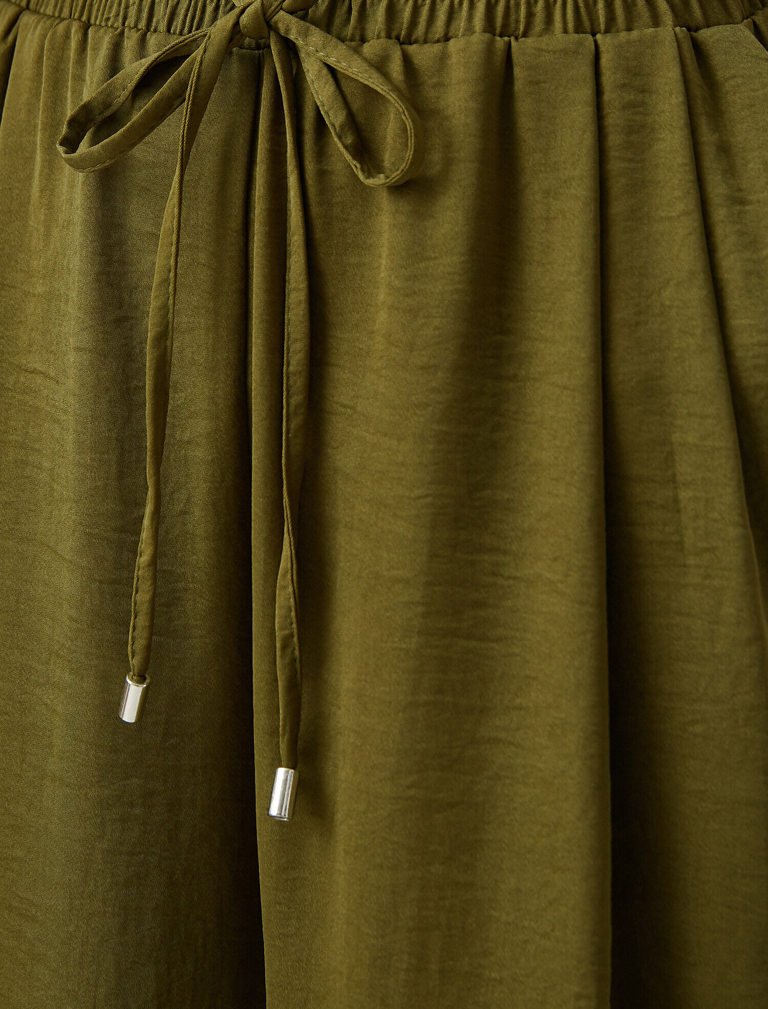   Bol Paça Pantolon Beli Bağlamalı Saten Görünümlü