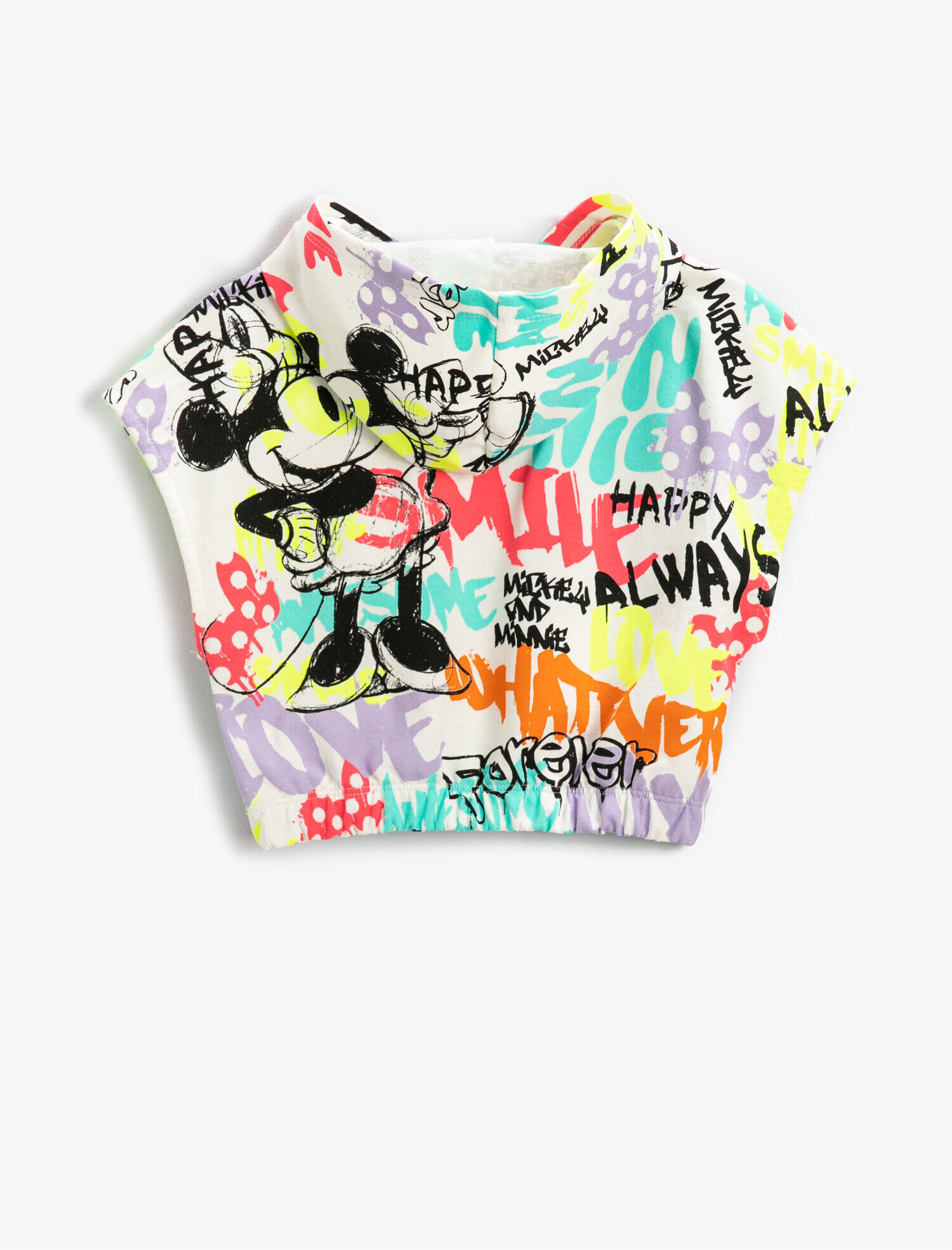  Kız Çocuk Kapüşonlu Kısa Kollu Sweatshirt Crop Lisanslı