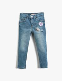 Kot Pantolon Pul Payet Detaylı Pamuklu Cepli - Skinny Jean