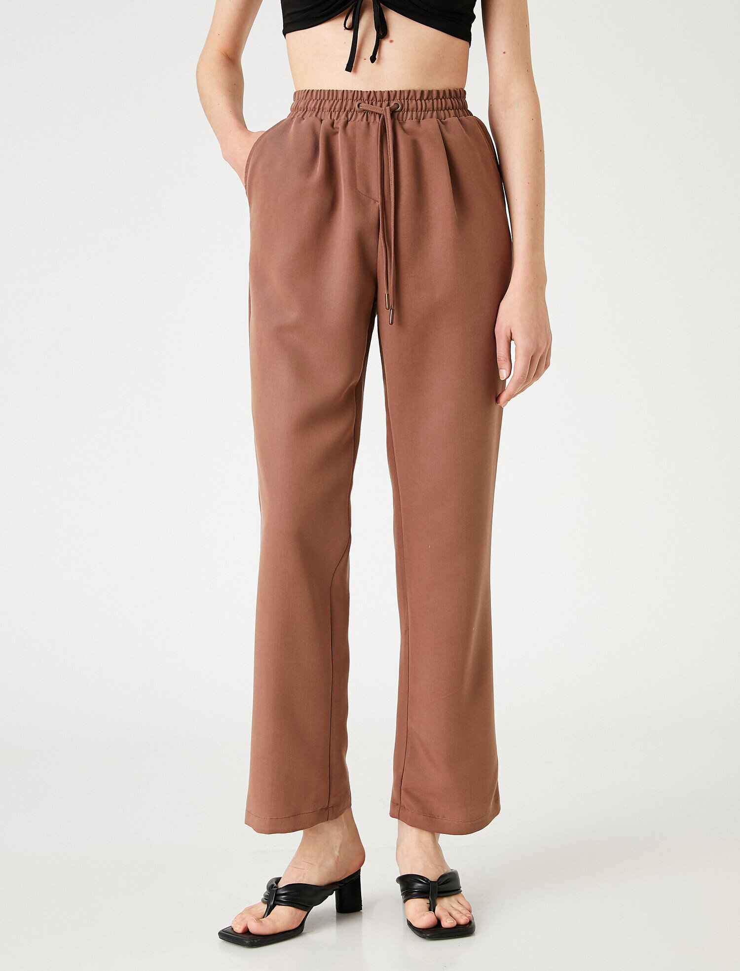   Bol Paça Pantolon Cepli Beli Bağlamalı