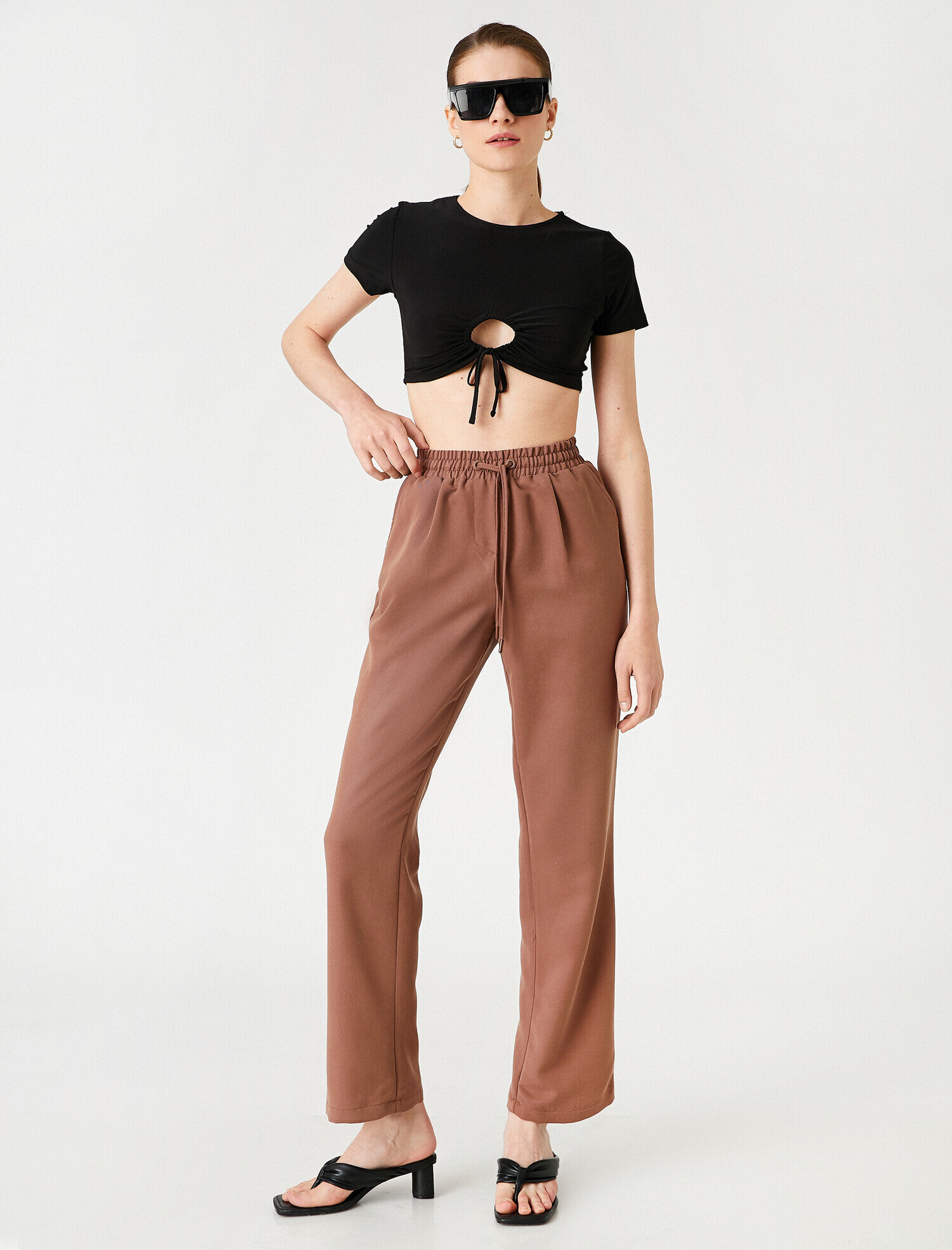   Bol Paça Pantolon Cepli Beli Bağlamalı