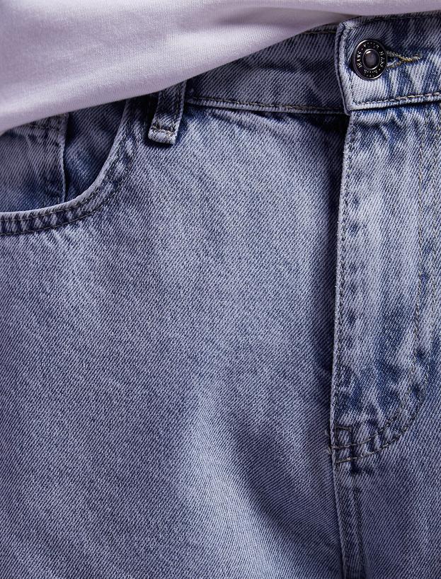   Geniş Paça Baskılı Kot Pantolon