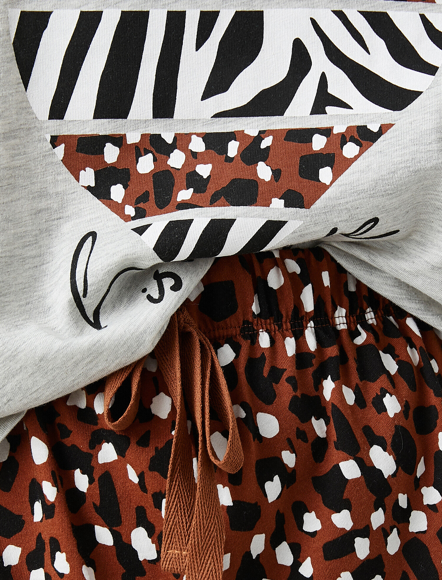   Kalp Baskılı Pijama Set