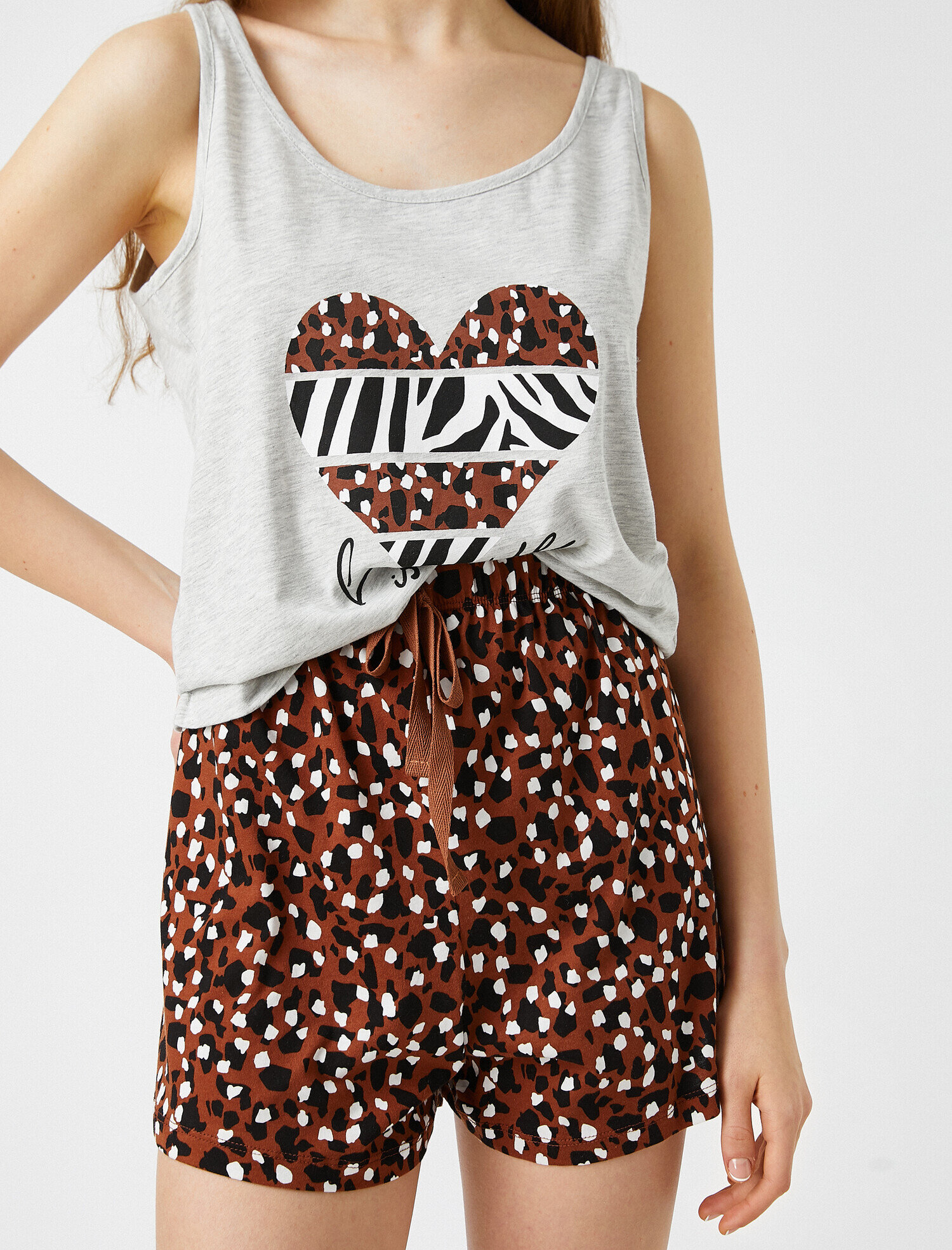   Kalp Baskılı Pijama Set