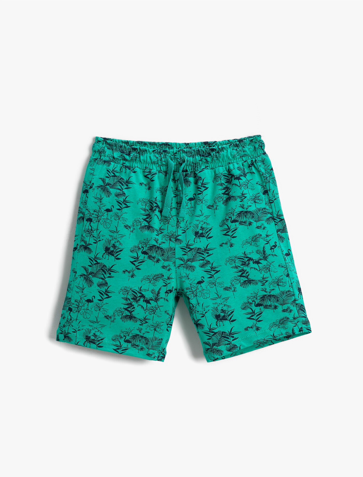  Erkek Çocuk Çiçek Baskılı Şort Beli Lastikli Cepli Diz Üstü Pamuklu