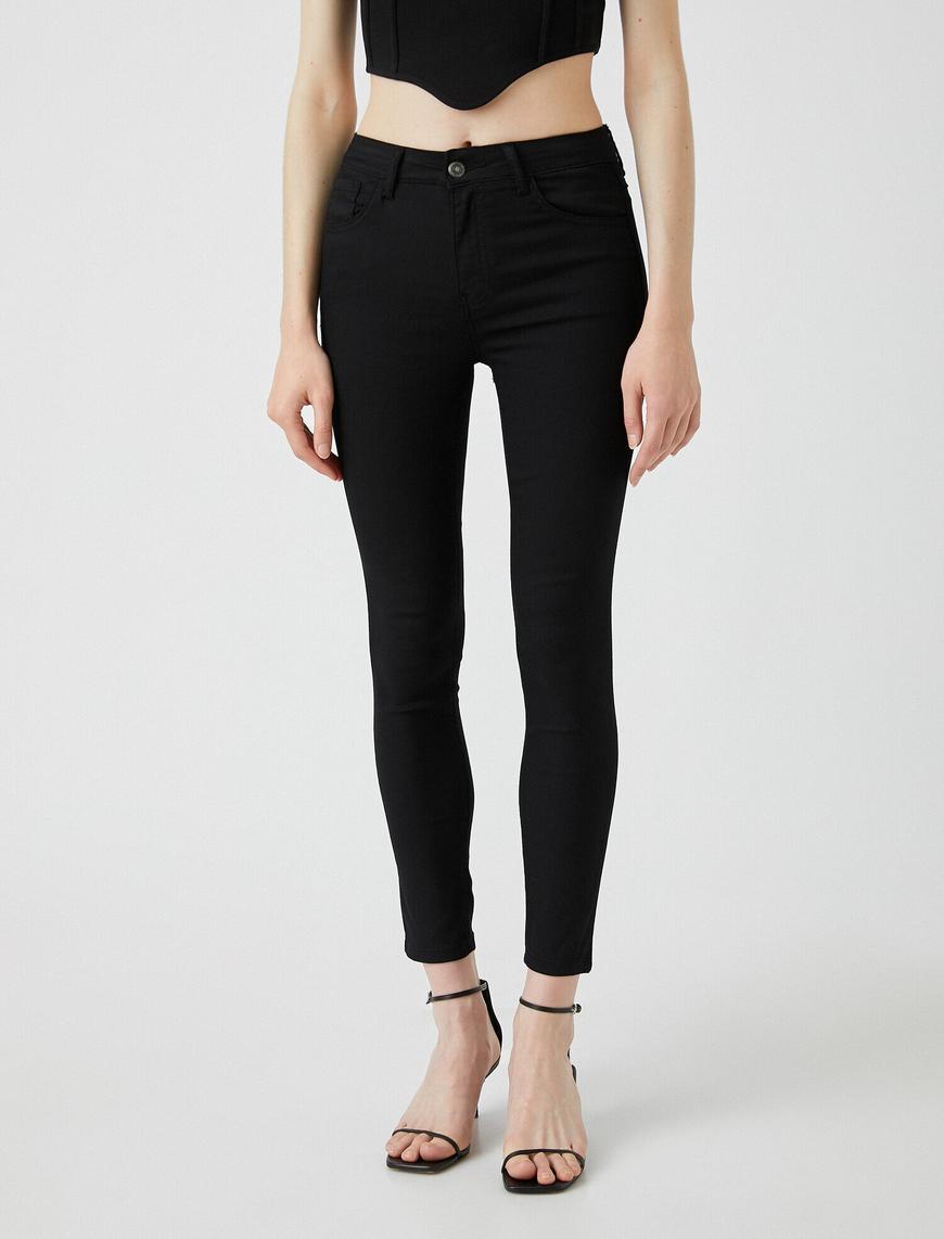   Dar Kesim Kot Pantolon Yüksek Bel - Skinny Fit Jean