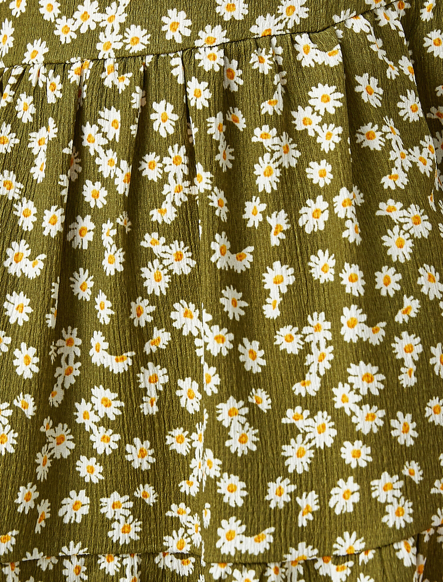   Çiçekli Fırfırlı Mini Elbise Bisiklet Yaka Kısa Kollu