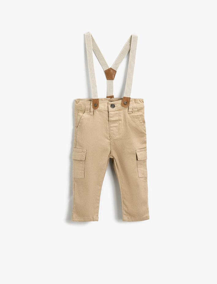Erkek Bebek Salopet Kumaş Pantolon Pamuklu