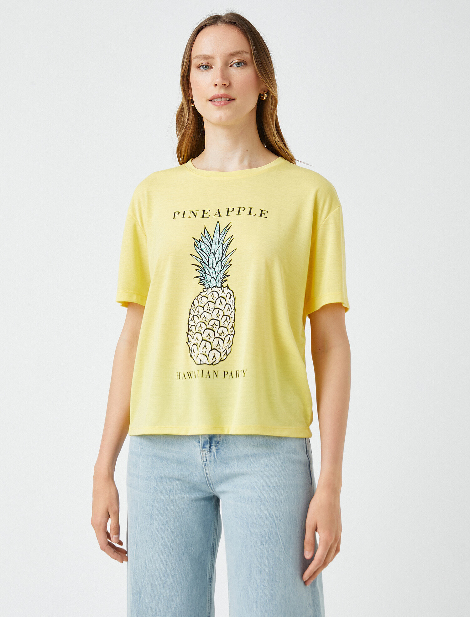   Baskılı Tişört Kısa Kollu Bisiklet Yaka