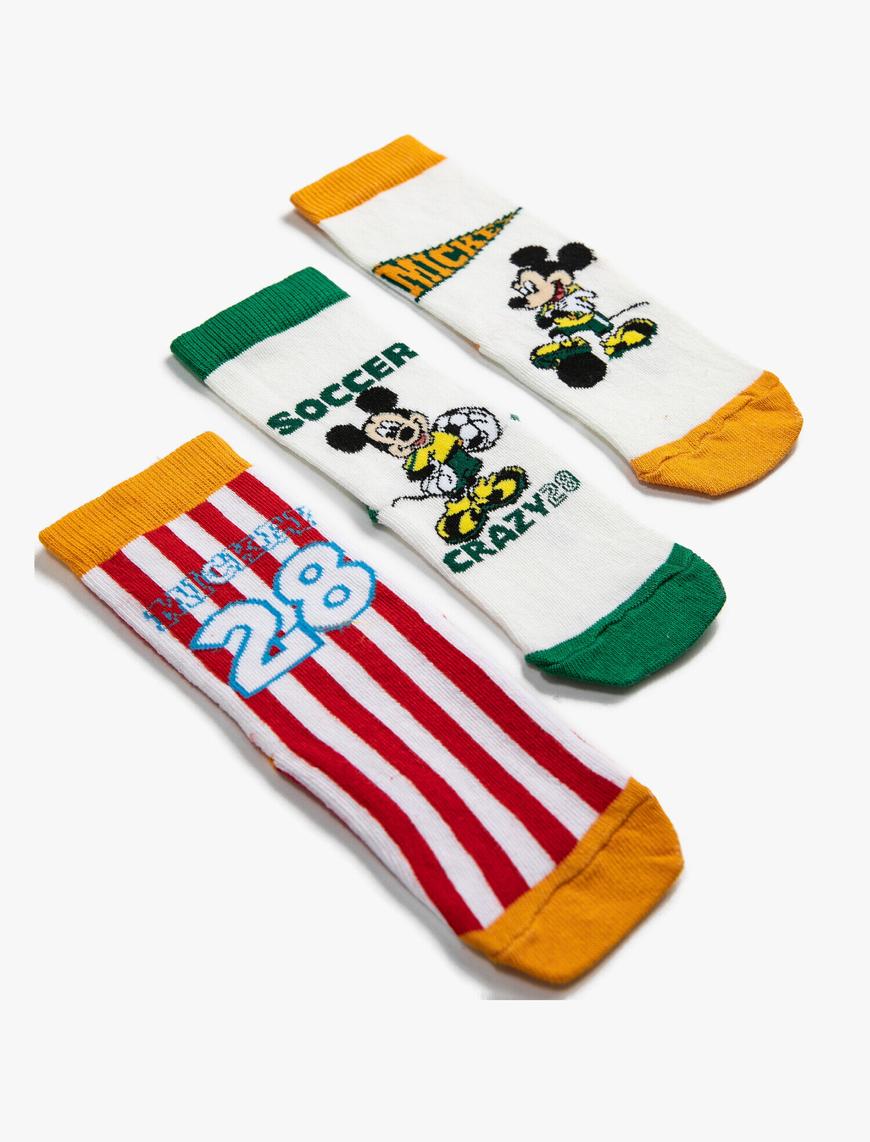  Erkek Çocuk Mickey Mouse Çorap Seti Lisanslı 3'lü