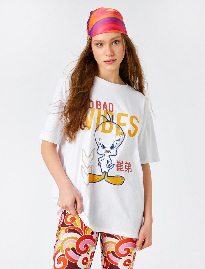  Tweety Baskılı Tişört Lisanslı Kısa Kollu