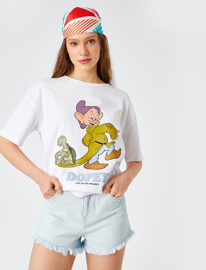  Dopey Baskılı Tişört Lisanslı Kısa Kollu