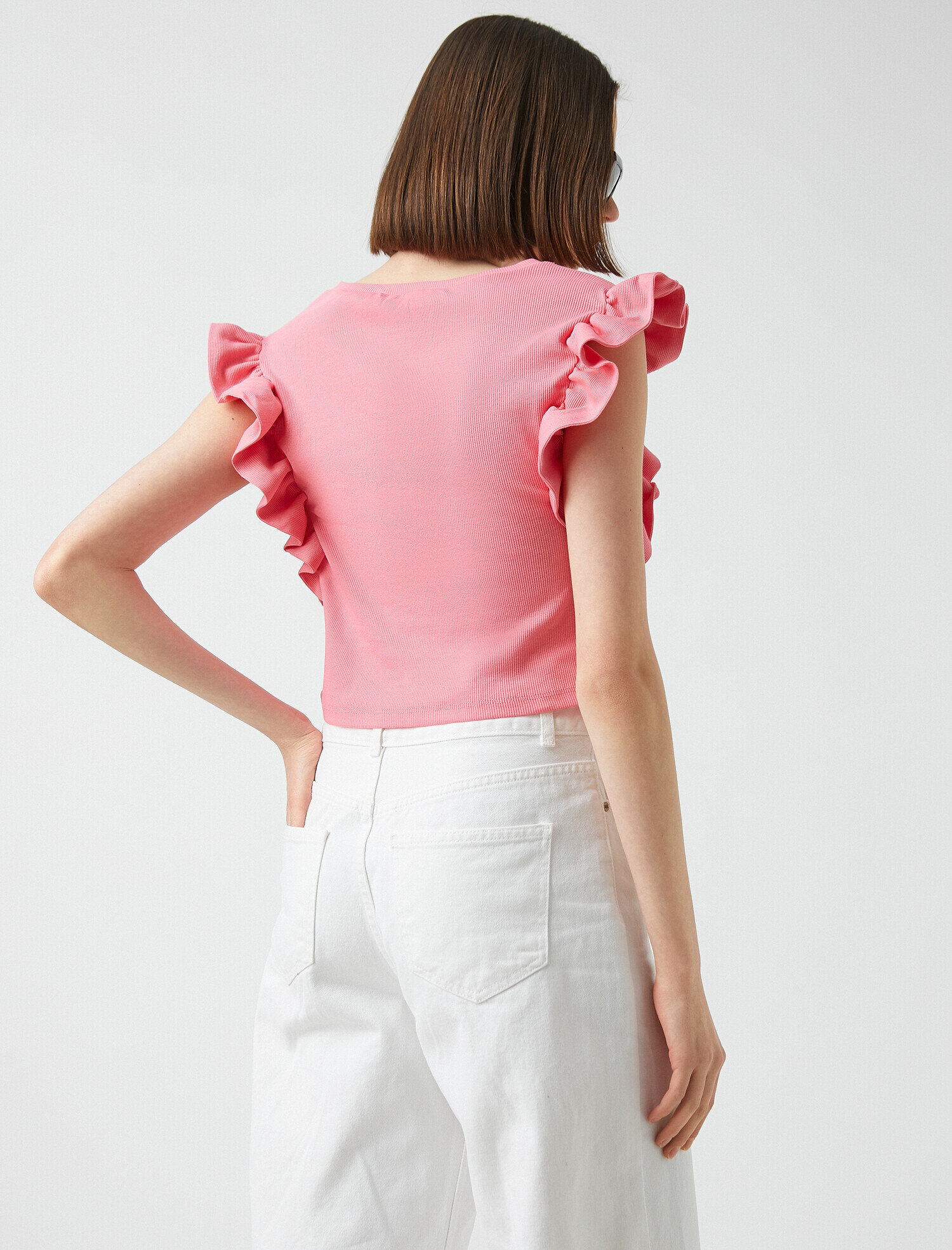   Fırfırlı Kolsuz Tişört Pamuklu