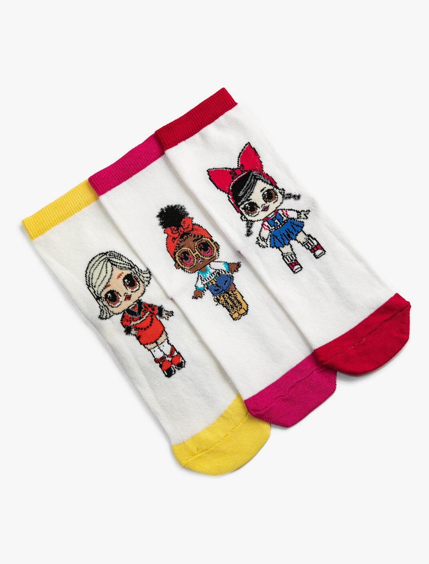  Kız Çocuk 3'lü Lol Suprise Baskılı Çorap