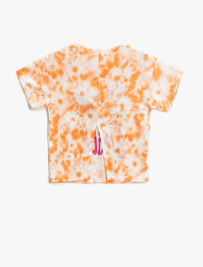 Kız Çocuk Baskılı Tişört Batik Desenli Kısa Kollu