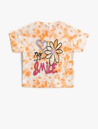 Baskılı Tişört Batik Desenli Kısa Kollu