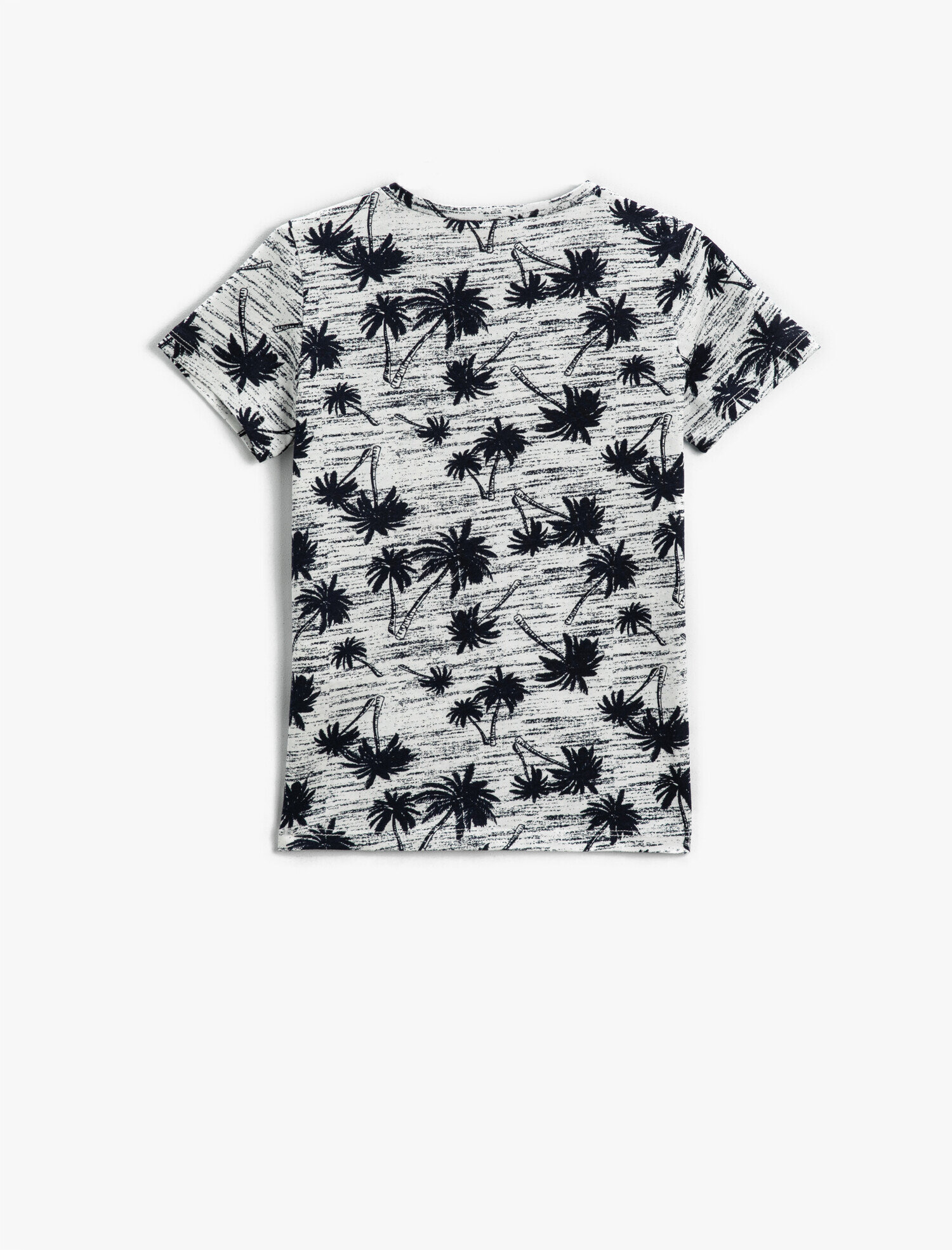  Erkek Çocuk Palmiye Baskılı Tişört Kısa Kollu Bisiklet Yaka Pamuklu
