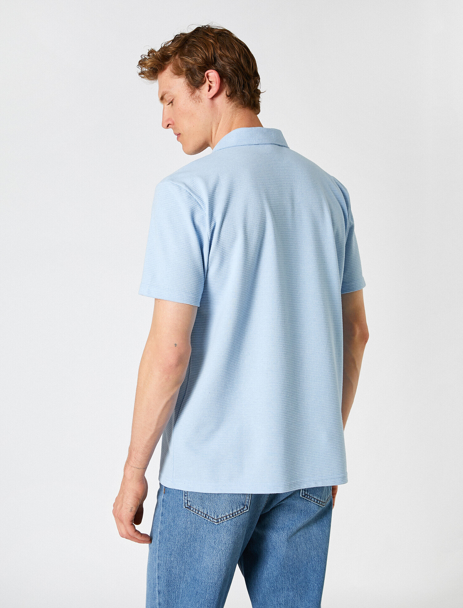   Dokulu Polo Yaka Tişört