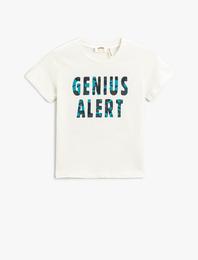 Baskılı Tişört Kısa Kollu Bisiklet Yaka Pamuklu