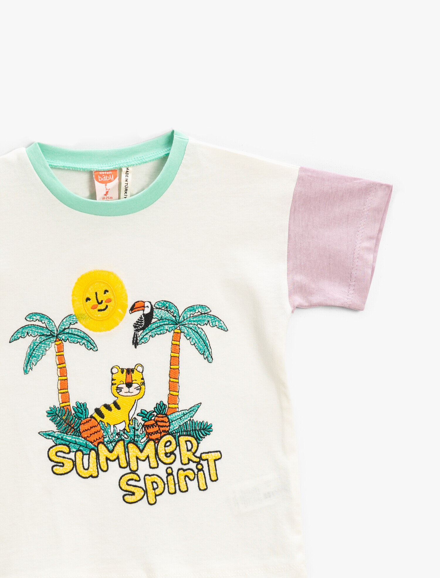  Erkek Bebek Yaz Temalı İşlemeli Tişört Kısa Kollu Pamuklu