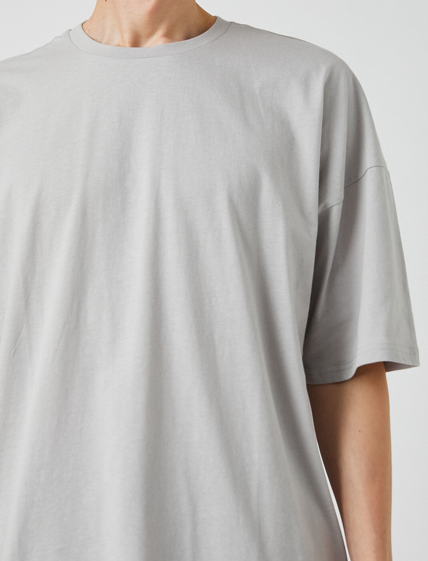   Basic Oversize Tişört Bisiklet Yaka