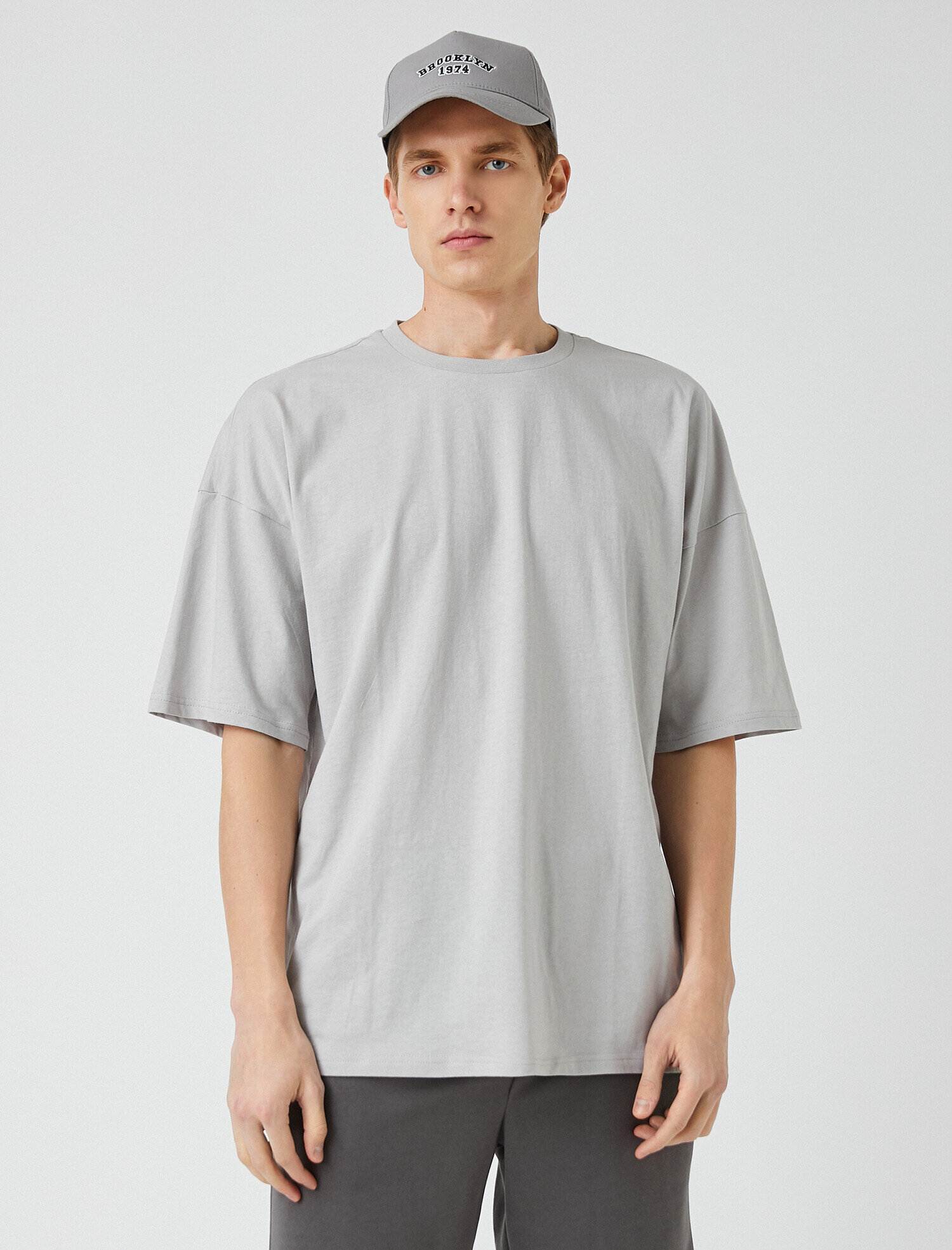   Basic Oversize Tişört Bisiklet Yaka