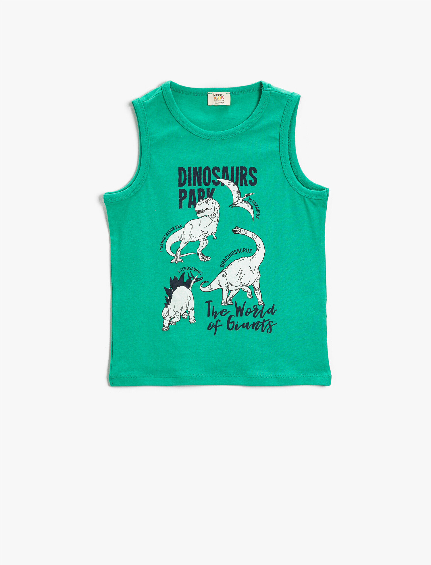 Dinozor Baskılı Atlet Bisiklet Yaka Pamuklu