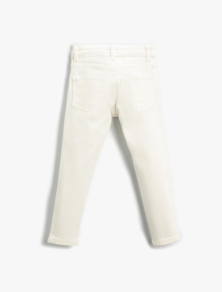  Erkek Çocuk Kot Pantolon Cepli Pamuklu - Straight Jean