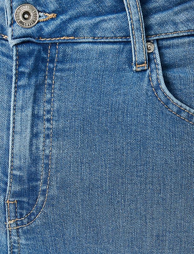  Dar kesim Yüksek Bel İspanyol Paça Kot Pantolon - Victoria Jean