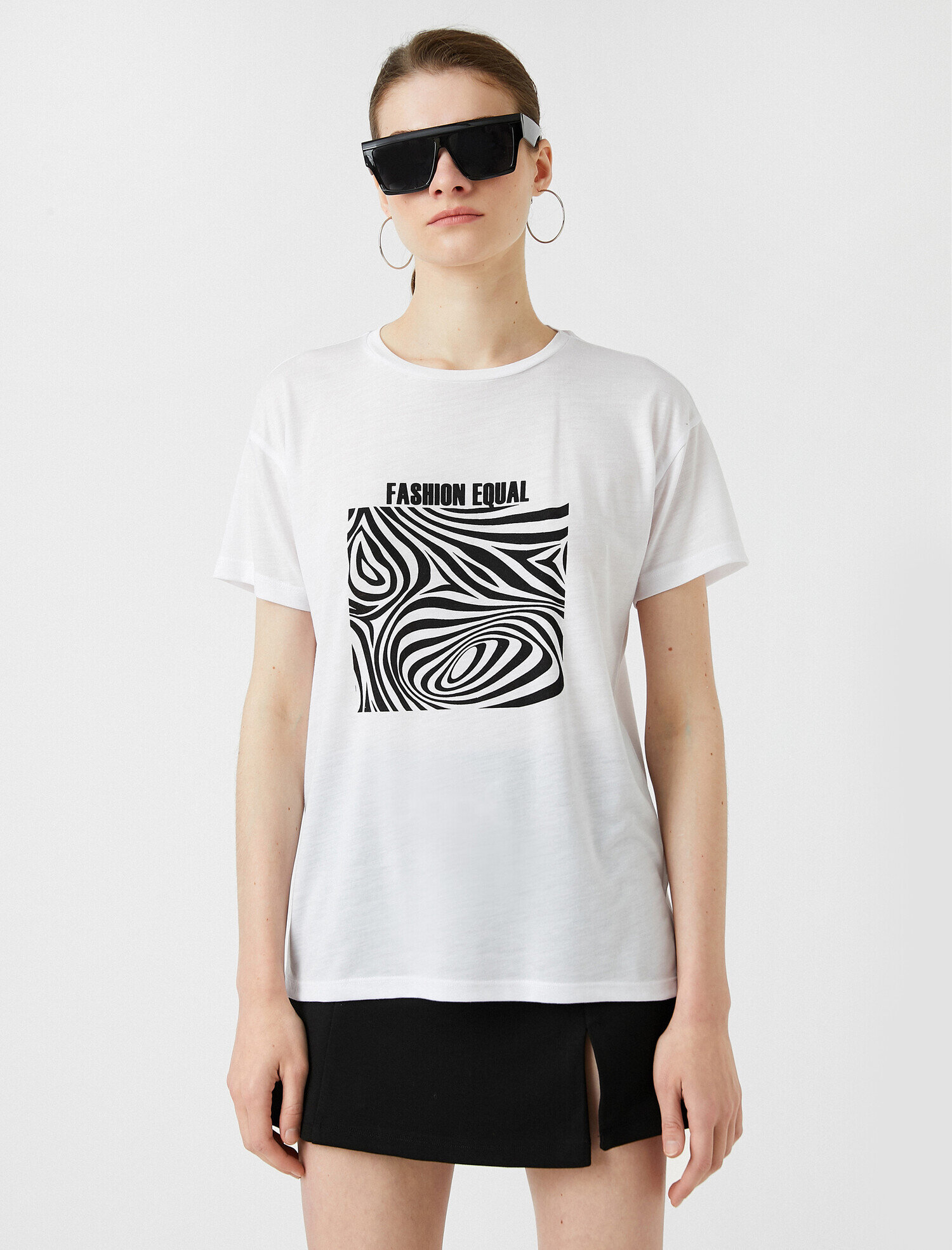   Baskılı Tişört Kısa Kollu Bisiklet Yaka