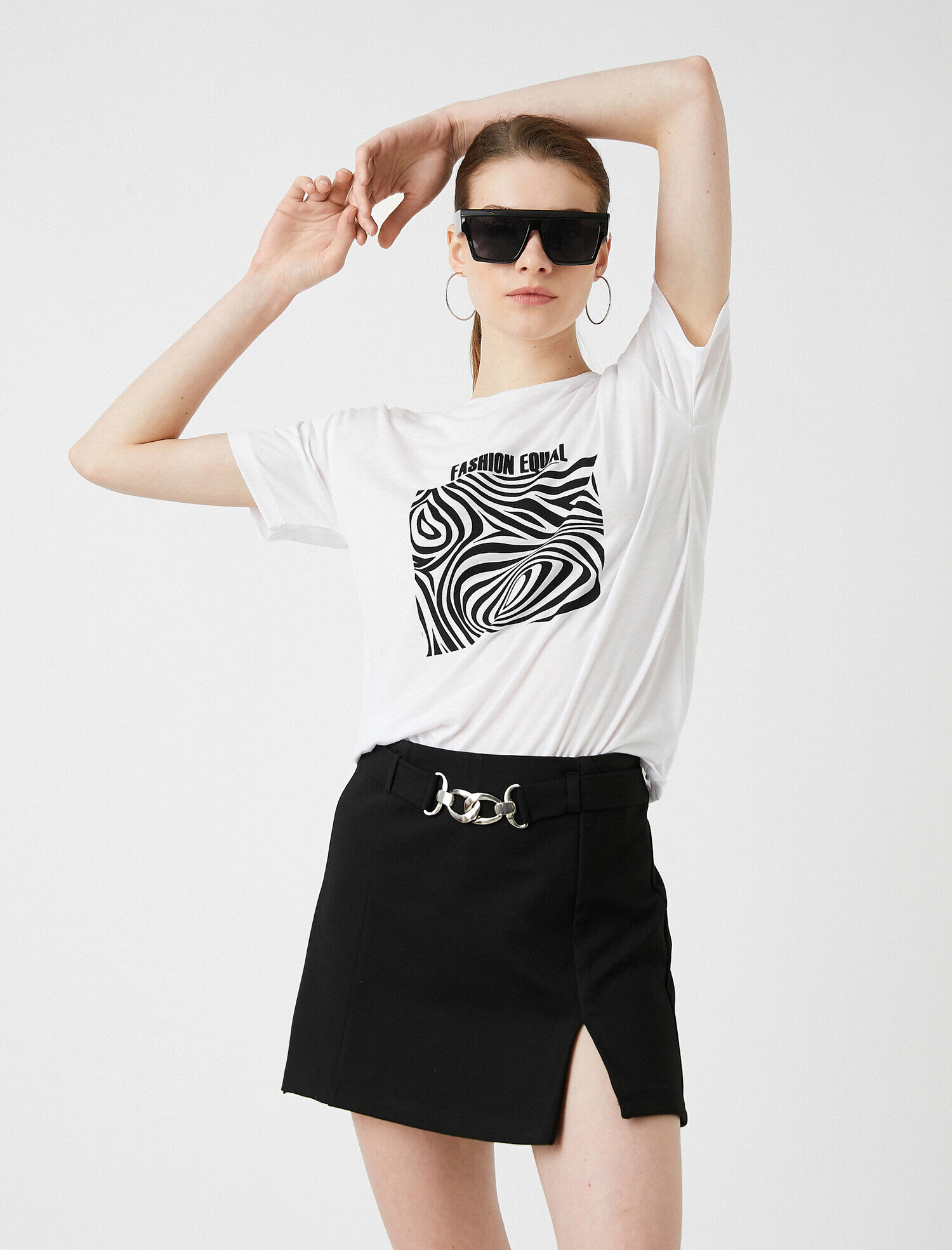   Baskılı Tişört Kısa Kollu Bisiklet Yaka