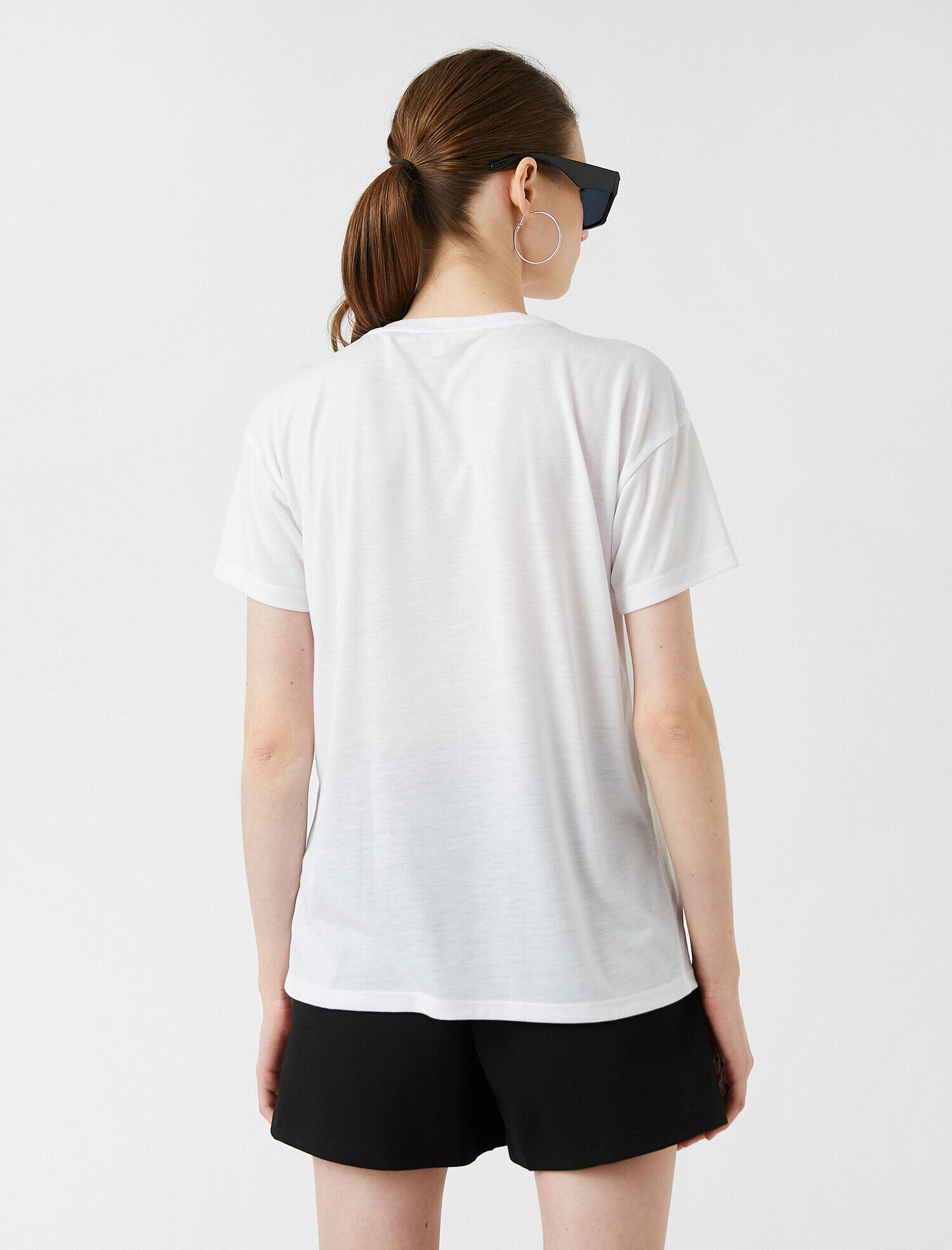   Baskılı Tişört Kısa Kollu Bisiklet Yaka