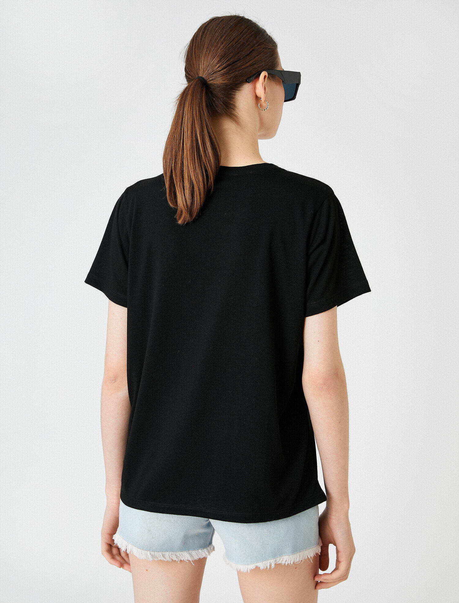   Baskılı Tişört Kısa Kollu Bisiklet Yaka