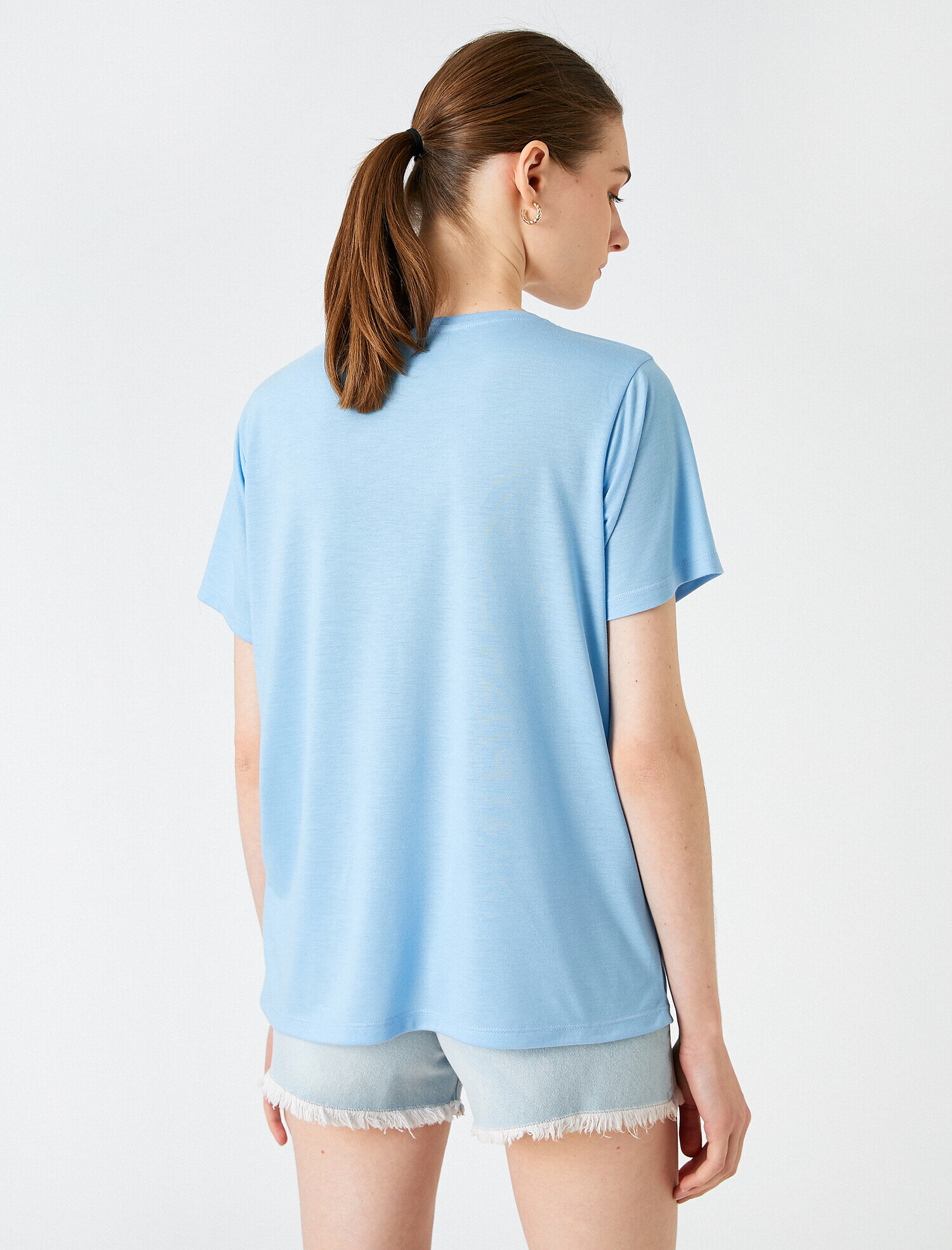   Slogan Baskılı Tişört Kısa Kollu Bisiklet Yaka