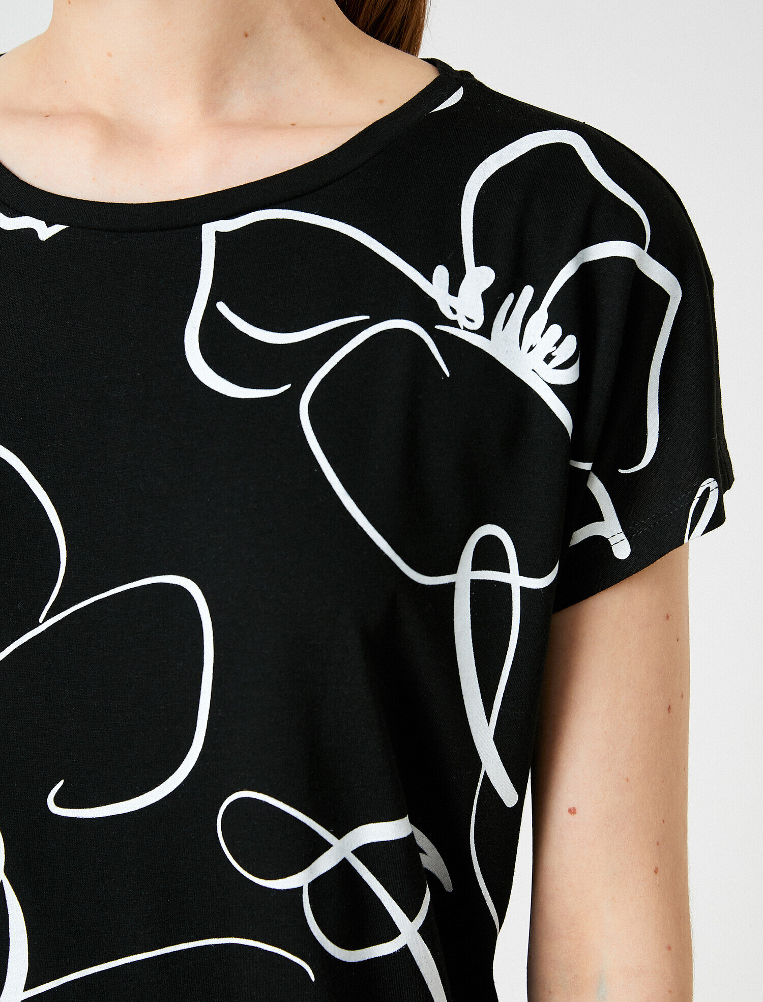   Baskılı Tişört Kısa Kollu Bisiklet Yaka