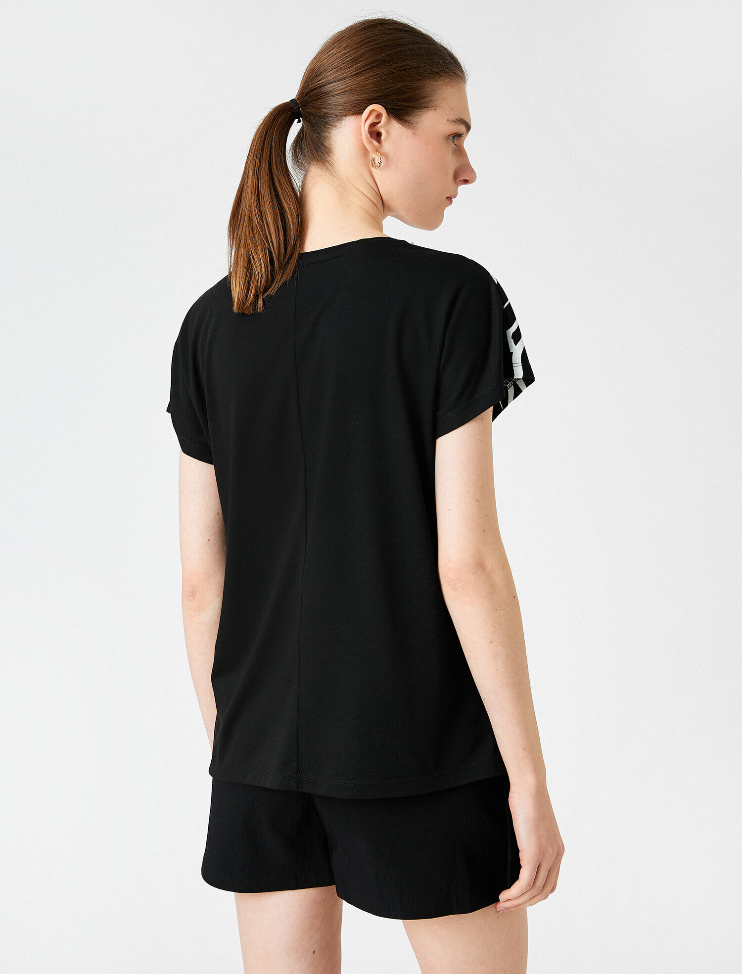   Baskılı Tişört Kısa Kollu Bisiklet Yaka