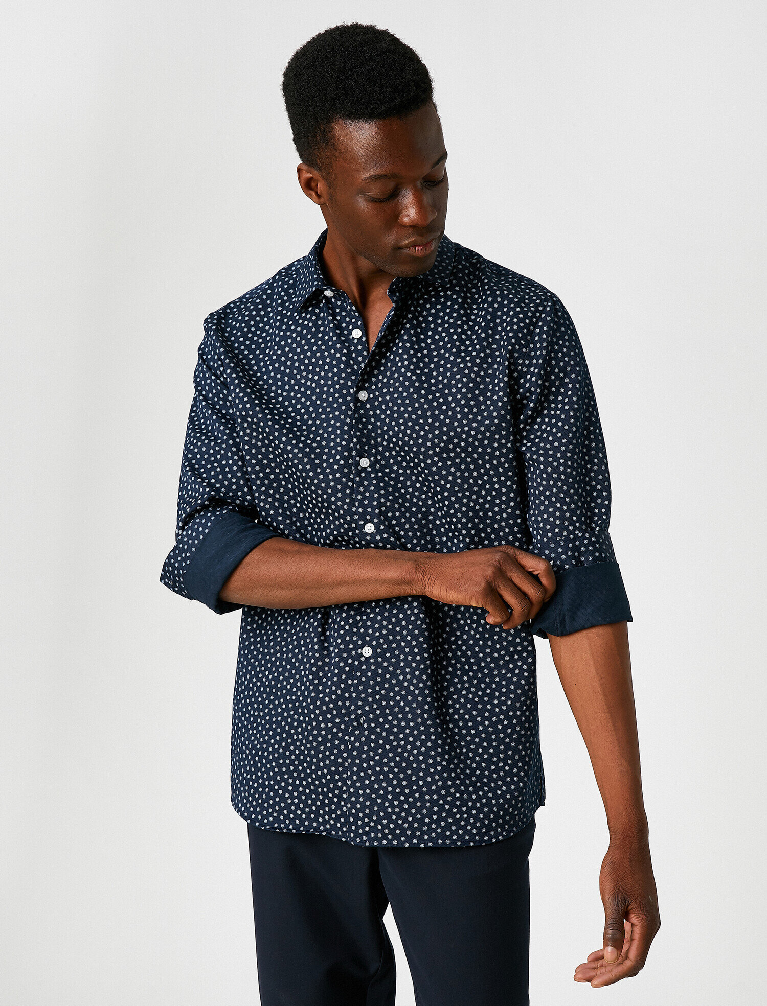   Slim Fit Mikro Desenli Gömlek Non Iron