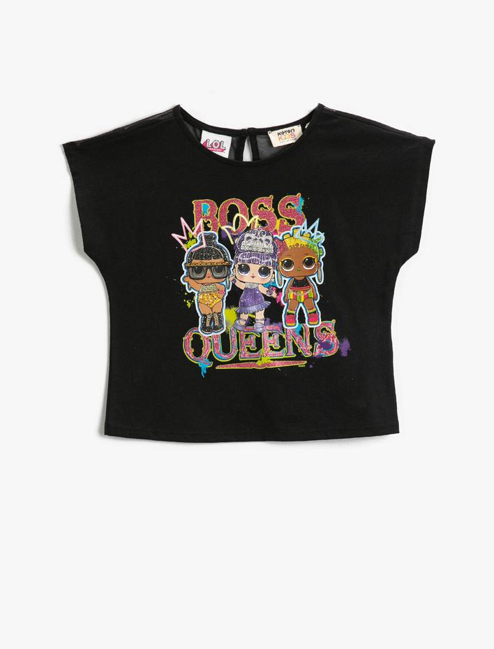 Kız Çocuk Lol Lisanslı Baskılı Crop Kısa Kollu Tişört Pamuklu