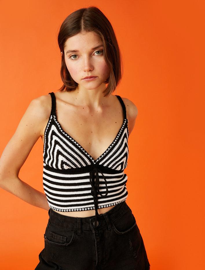  Örme Triko Crop Üst