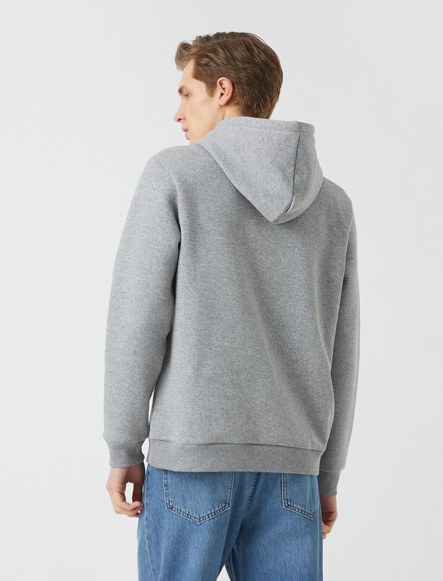   Japonca Baskılı Kapşonlu Sweatshirt
