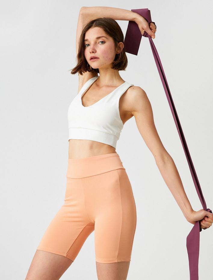  Dikiş Detaylı Spor Biker Tayt